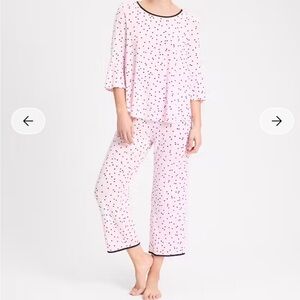 Kate Spade Light Pink Star Print Pajama Set cozy longe wear